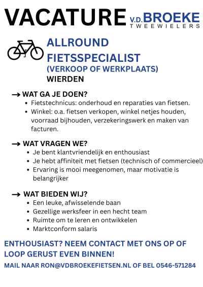 Vacature: Fietstechnicus gezocht! 